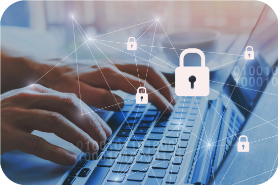 キーボード操作とセキュリティロックのイメージ